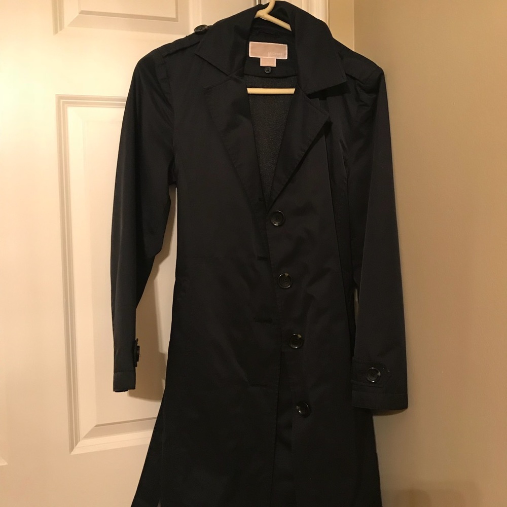 Michael Kors lined black trench with belt, PS